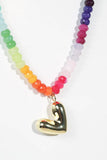 Rainbow Gemstone Gold Heart Necklace