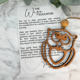 The Wise Educator Owl Story Card Ornament / Car Charm