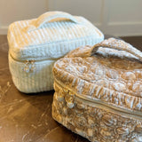 Quilted Velvet Vanity Case – Jeweled Zipper Pulls