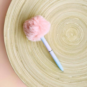 Novelty Pouf Pom Pom Pen | Small Pink Pen