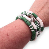 Green and White Game Day Bracelet Stack
