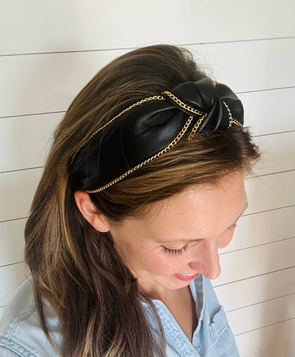 Leather & Chain Headband