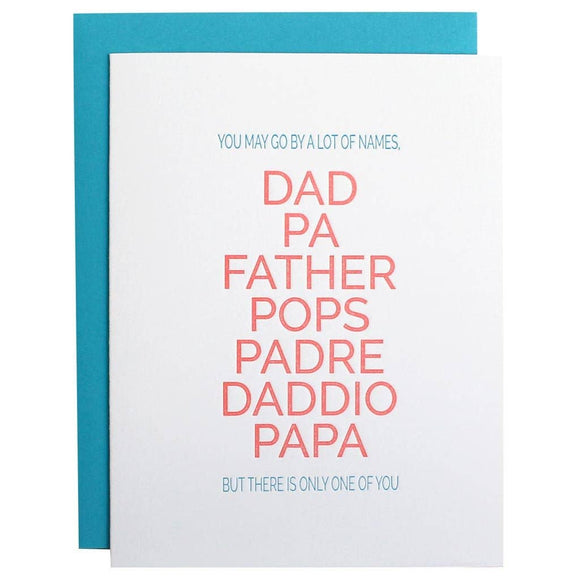 Father by Many Names Father's Day Letterpress Card