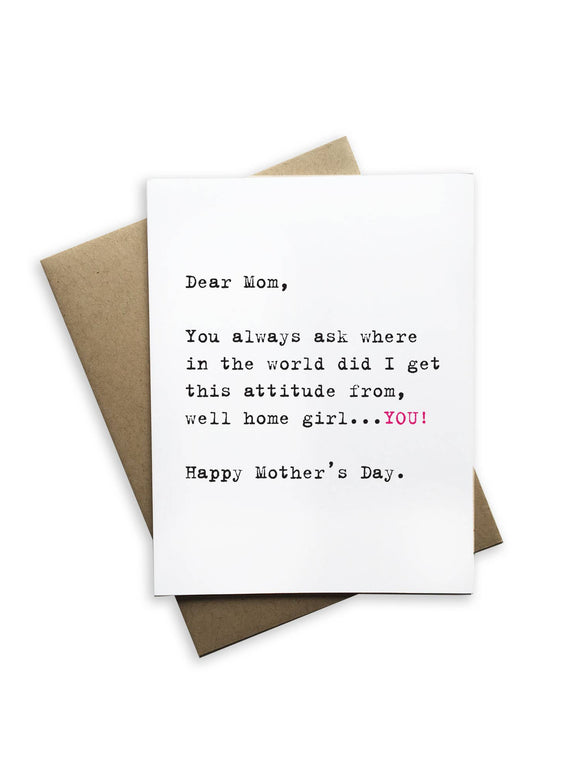 Dear Mom, Happy Mother's Day Notecard