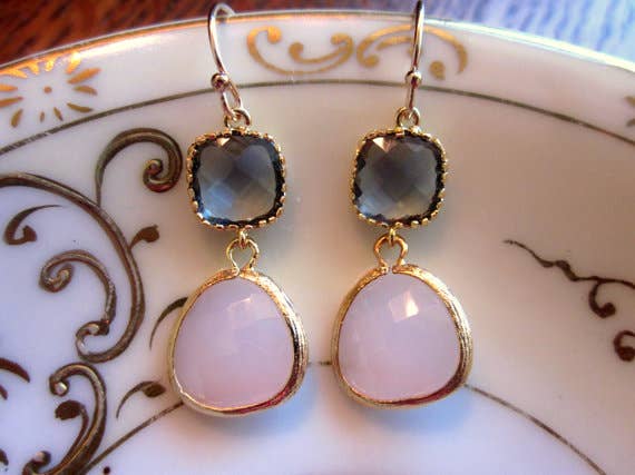 Laalee Jewelry - Gold Charcoal Gray Earrings