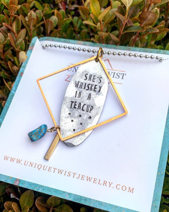 Unique Twist Jewelry - She's Whiskey In A Teacup Necklace (Stainless Steel)