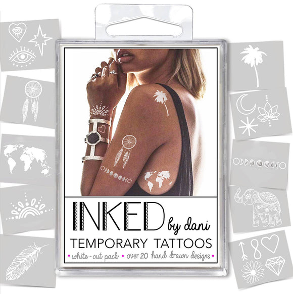 INKED by Dani - White-Out  Temporary Tattoo Pack