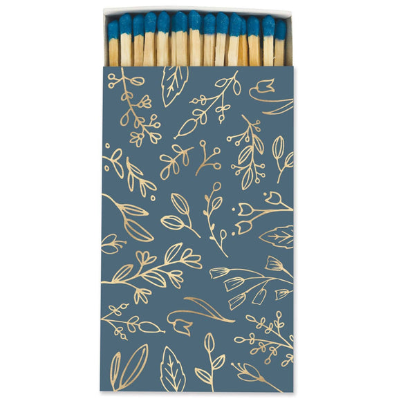 Large Match Box: Deep Blue & Gold Foil Floral