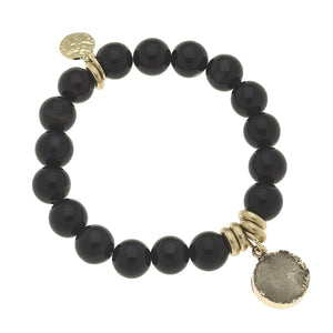 CANVAS - Audrey Gemstone Druzy Bracelet In Black Quartz