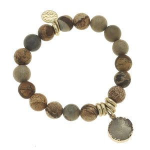 CANVAS - Audrey Gemstone Druzy Bracelet In Picture Jasper