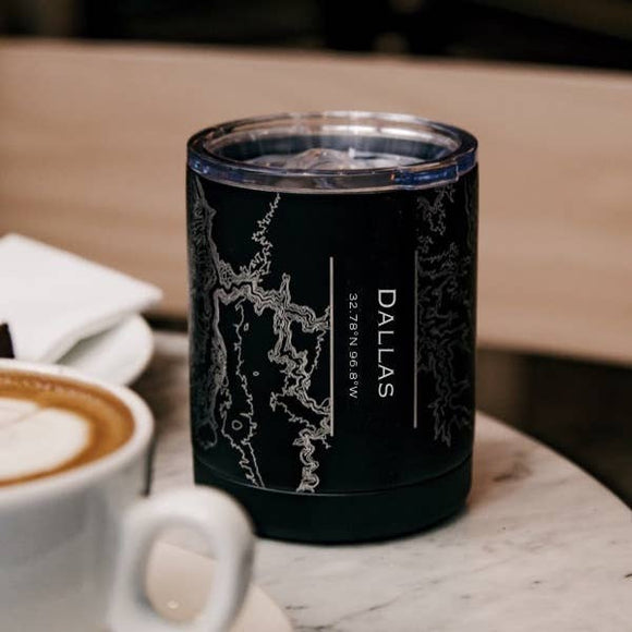 Dallas Map Insulated Cup in Matte Black