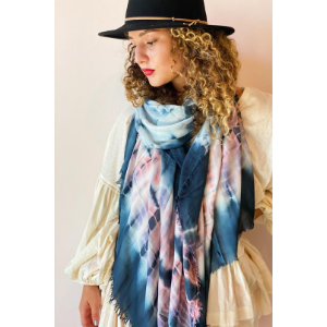 Retro Aspect Scarf in Tie Dye Navy