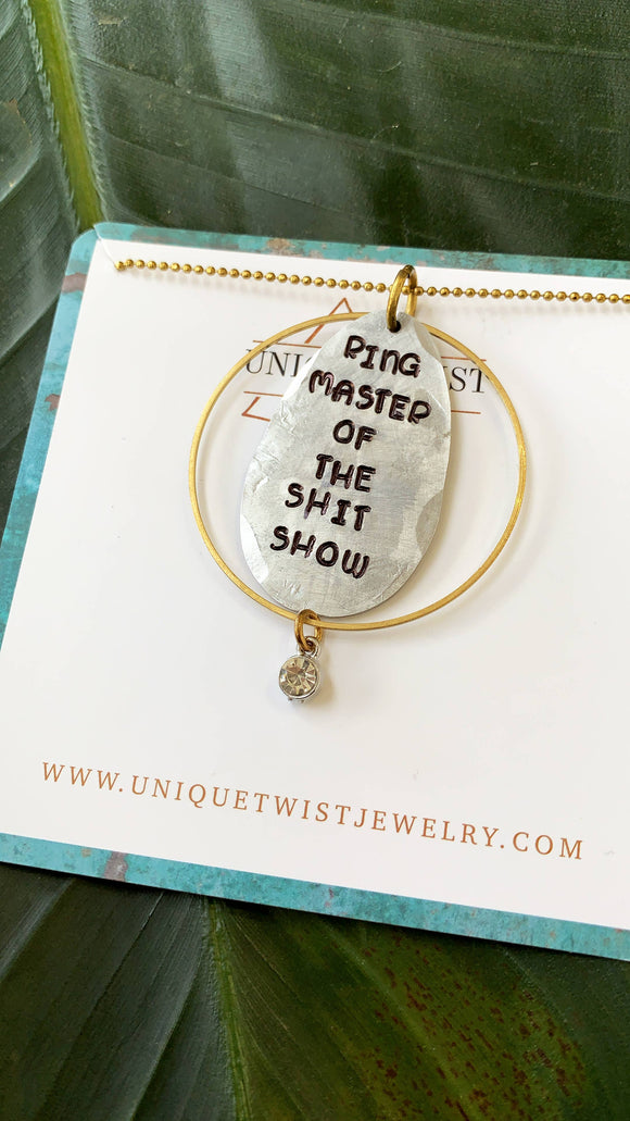 Unique Twist Jewelry - Ringmaster of the Sh*tshow Necklace (Brass)