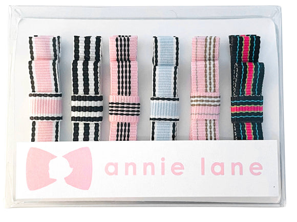 Box of 6 hair bows - brown