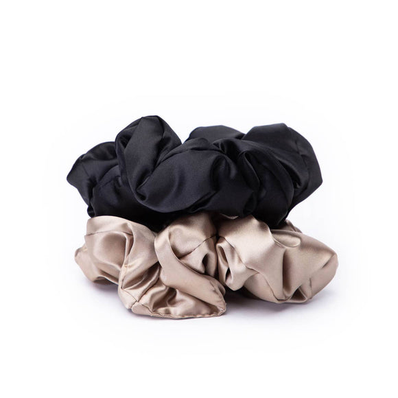 KITSCH - Satin Sleep Pillow Scrunchies - Black/Gold