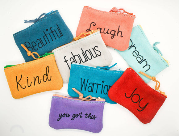 Suede Inspirational Word Pouch (Options Available)