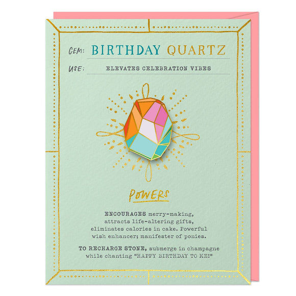 Birthday Quartz Fantasy Stone Pin & Card