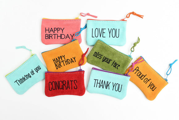 Suede Gift Card Word Pouch (Options Available)