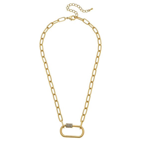 CANVAS - Lola Oval Screw Lock Necklace In Worn Gold