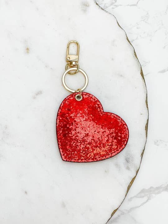 Glitter Heart Key Chain