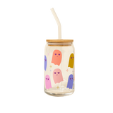 Halloween Ghoul Gang Can Glass w/Lid + Straw
