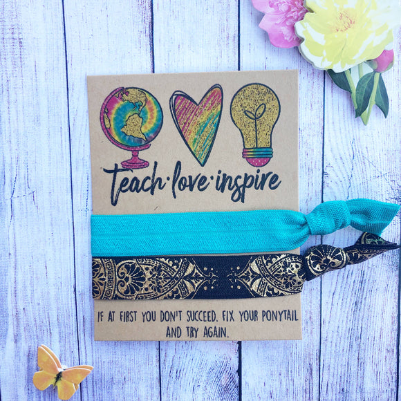 Teach Love Inspire Hair Tie Set