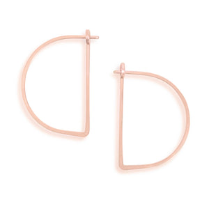 Freshie & Zero - Minimal Hoop Earrings - Half Circle Half Moon (Rose Gold Filled)