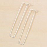 Freshie & Zero - Column Skinny Rectangle Minimal Hoop Earrings (Gold-Filled)