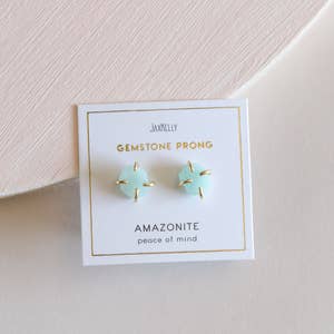 JaxKelly - Gemstone Prong Earrings Amazonite (Peace of Mind)