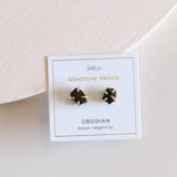 JaxKelly - Gemstone Prong Earrings Obsidian (Block Negativity)