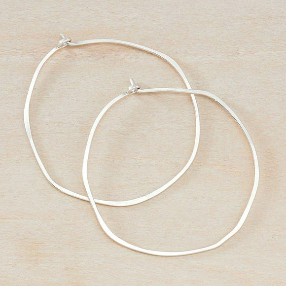 Freshie & Zero - Minimal Hoop Earrings - Large Organic Circles (Sterling Silver)