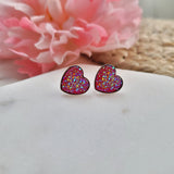 Red Heart Druzy Stud Earrings