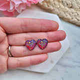 Red Heart Druzy Stud Earrings