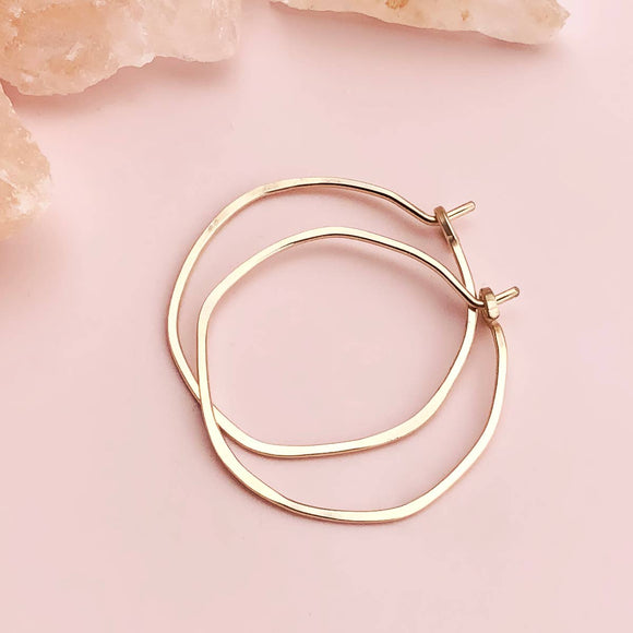 Freshie & Zero - Minimal Hoop Earrings - Small Organic Circles (Gold Filled)