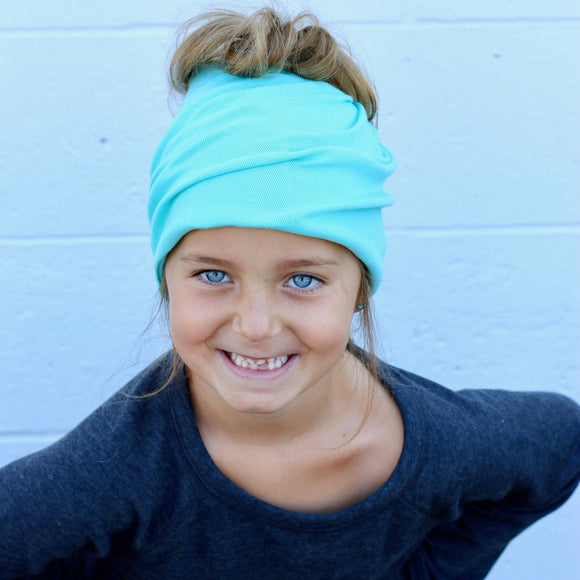 Children's Size Peek-a-Boo Beanie (Teal)