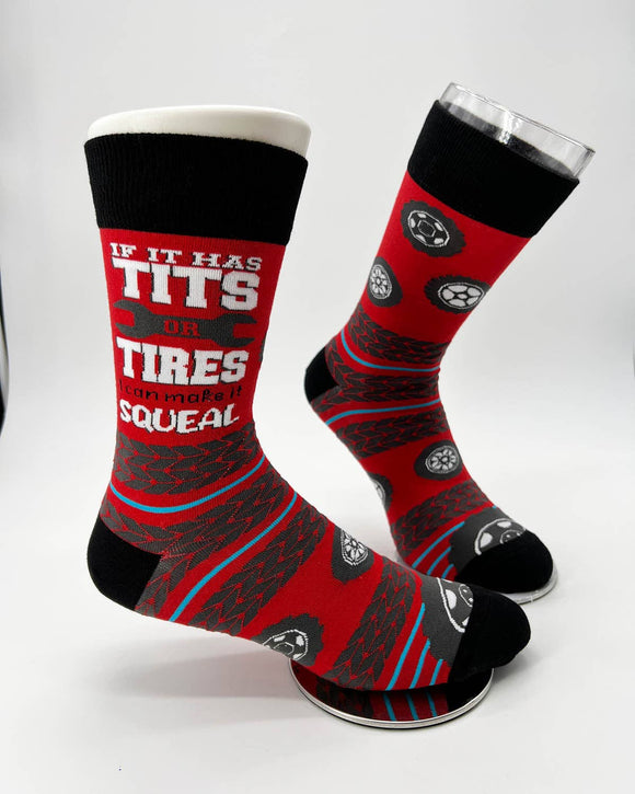 If It Has Tits Or Tires I Can Make It Squeal Men's Novelty Crew Socks