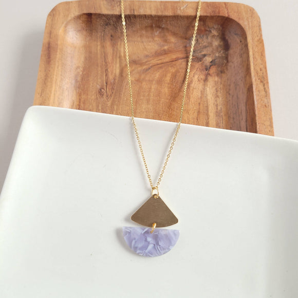 Ava Necklace - Dusty Blue / Gold Chain Pendant