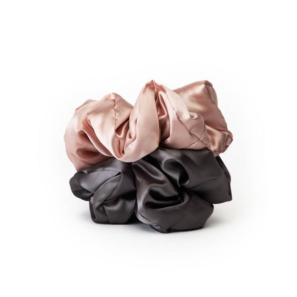 KITSCH - Satin Sleep Pillow Scrunchies - Blush/Charcoal