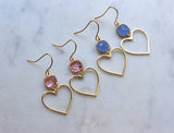 Laalee Jewelry - Gold Heart Earrings, Heart Jewelry, Pink Heart, Blue Heart