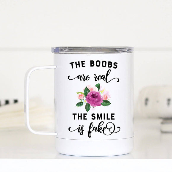 The Boobs Are Real Travel Cup With Handle