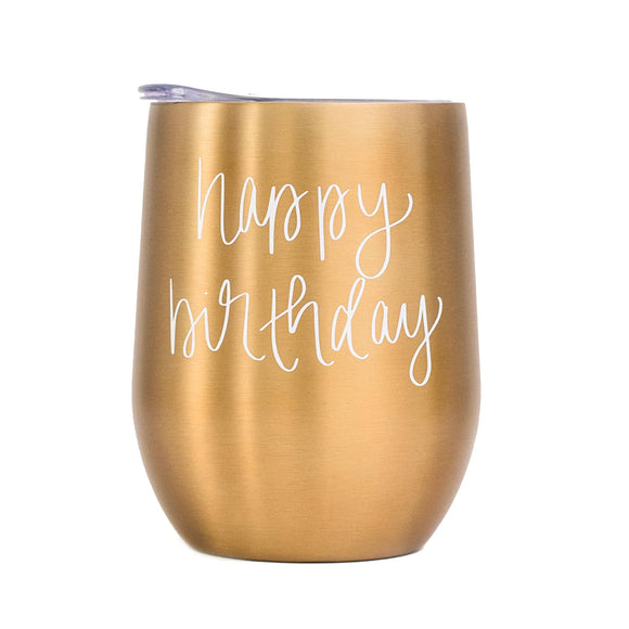 Happy Birthday Metal Wine Tumbler