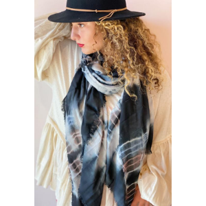 Retro Aspect Scarf in Tie Dye Black