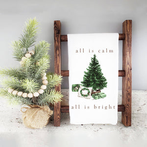 All is Calm All is Bright Christmas Tea Towel