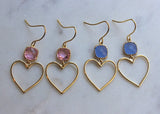 Laalee Jewelry - Gold Heart Earrings, Heart Jewelry, Pink Heart, Blue Heart