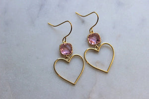 Laalee Jewelry - Gold Heart Earrings, Heart Jewelry, Pink Heart, Blue Heart