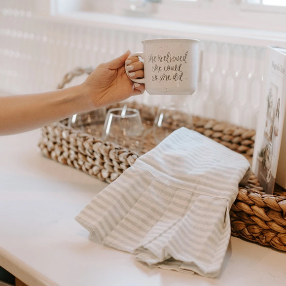 Grey Striped Tea Towel