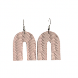 The Mary: Braided Blush Leather Earrings