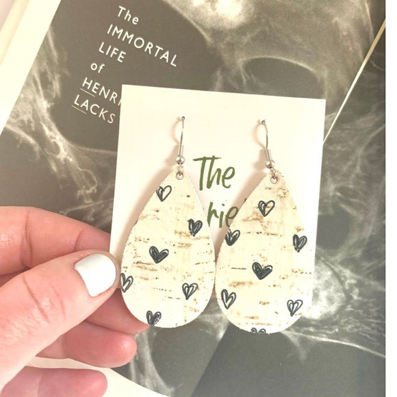 The Henrietta: Doodle Heart Leather Earrings